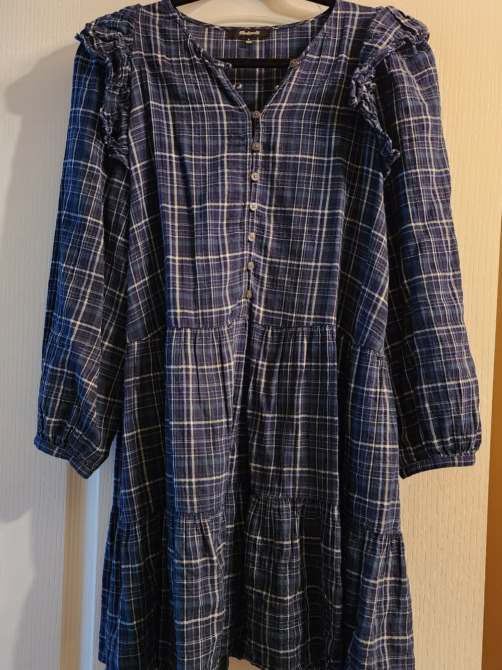 Madewell Gauze Ruffle-Trimmed Mini Dress size S